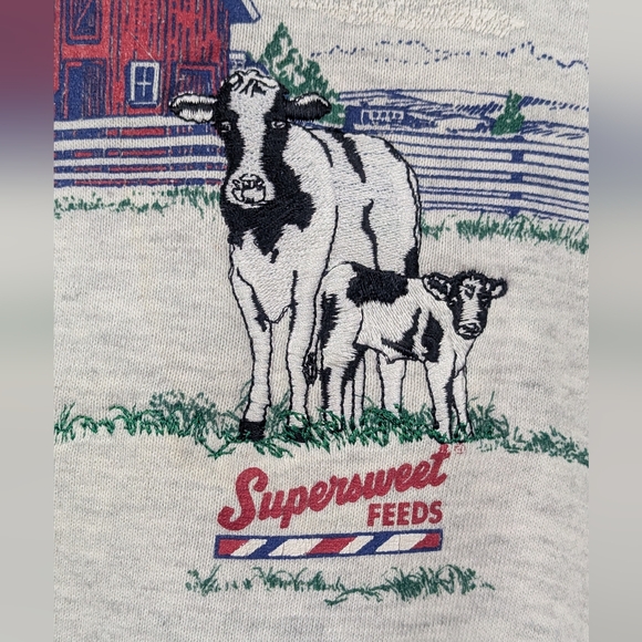 Supersweet Feeds Vintage Crewneck Sweatshirt Embroidered Cow - Picture 3 of 10